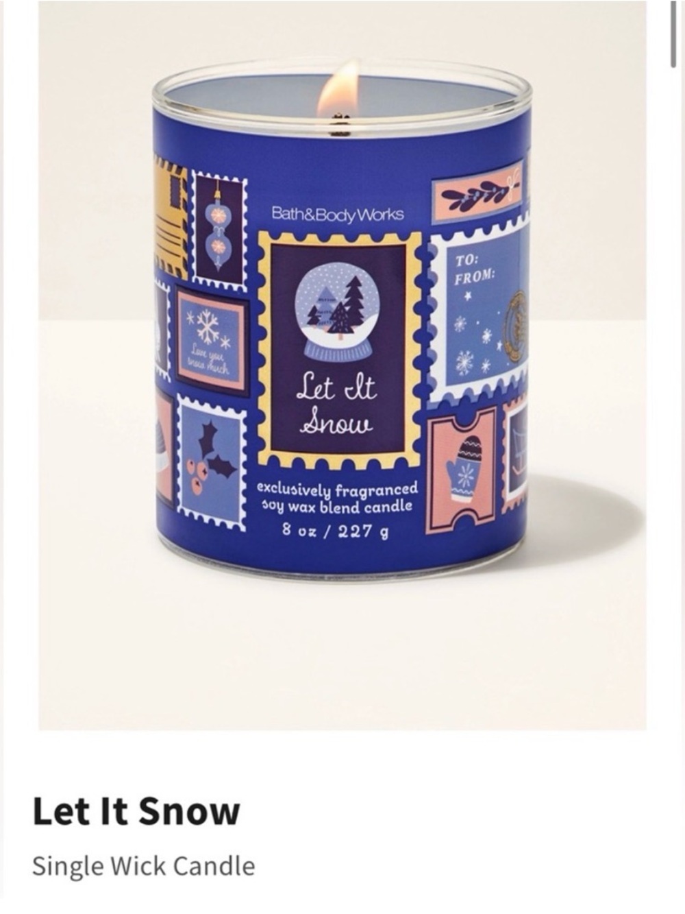NIB Bath & Body Works 'Let It Snow' Single Wick Candle w Decorative Metal Lid.